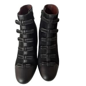 NEW SEE BY CHLOE Boot Size 6.5 Victorian Style Side Zip Block Heel Black Leather